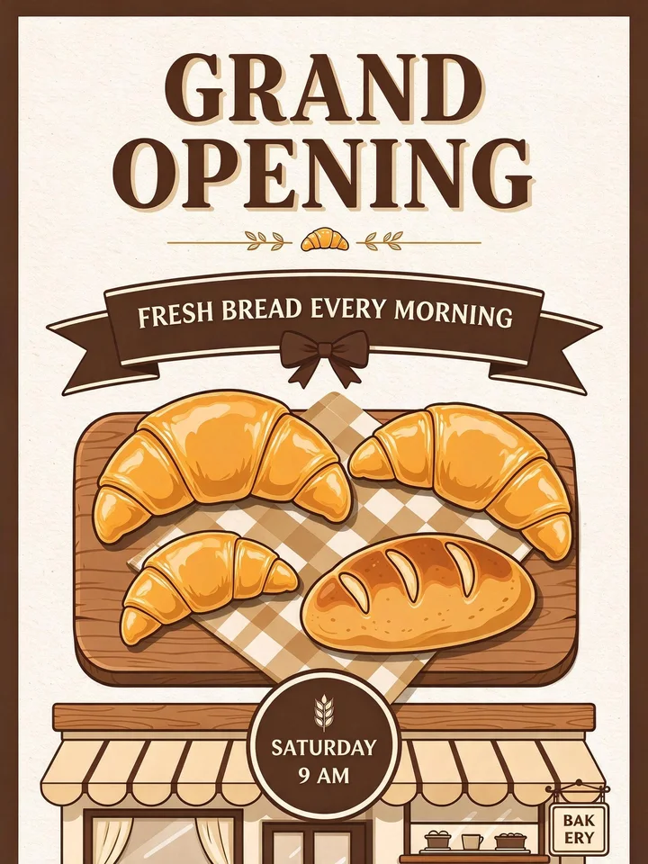 After: GRAND OPENING, FRESH BREAD EVERY MORNING