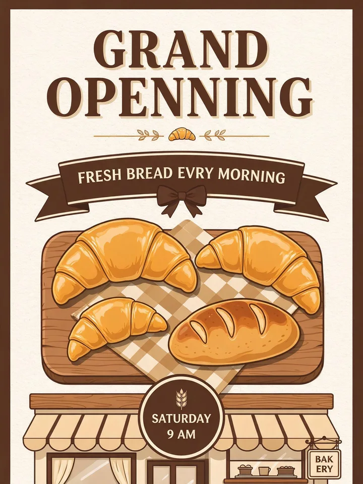 Before: GRAND OPENNING, FRESH BREAD EVRY MORNING