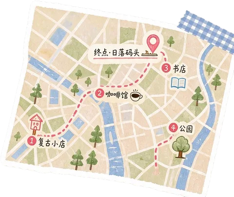 Social post cover layer: Citywalk route map