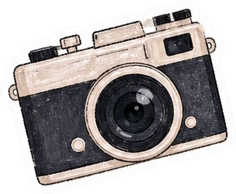 Social post cover layer: Vintage camera sticker